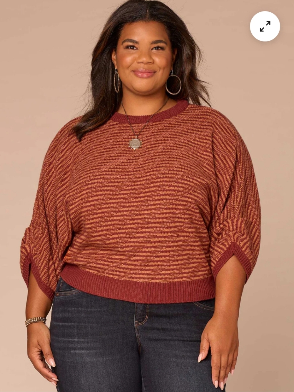 Democracy Marled Rust & Gold Crewneck Sweater